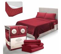 Abeero Home Set di lenzuola per letto king size, lussuose lenzuola rinfrescanti per hotel, con cinghie elastiche agli angoli, materasso con tasca profonda fino a 38 cm, lenzuola morbide e federe, 4