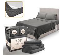 Abeero Home Set di lenzuola per letto queen size, lussuose lenzuola rinfrescanti con cinghie elastiche agli angoli, materasso con tasca profonda fino a 38 cm, lenzuola morbide e federe, 4 pezzi (Queen