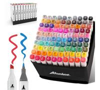 ABEIER Pennarelli ad Alcool 100 Colori,Marcatori di pennello di alcol Doppia Punta,Pennarelli Professionali per Disegno,colorare,per Bambini Adulti,artisti,Ufficio e forniture scolastiche