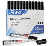 ABEIER Pennarelli per lavagna bianca, cancellabili a secco, per casa, ufficio e scuola, a punta tonda, a basso odore, confezione da 12