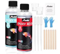 ABEIER Set di resina epossidica 473 ml/16 oz con indurente, resina epossidica trasparente con misurino, bastoncini di legno, pipette, 1: 1 rapporto per la creazione di gioielli fai da te, artigianato,