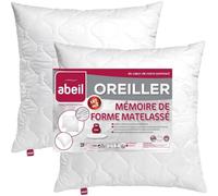 ABEIL Set Di 2 Cuscini In Memory Foam Imbottiti, Fermi - 60x60 Cm - BIANCO