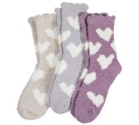 Abeillo 3 paia di calzini morbidi da donna, in pile corallo, invernali, caldi, elastici, per la casa, per l'inverno, Natale (motivo a cuore), c, 36-42