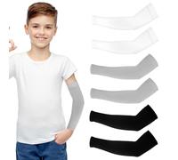 Abeillo 3 paia di manicotti per bambini, sottili, con protezione solare dai raggi UV, per raffreddare le braccia, per sport all'aria aperta, traspiranti, elastici, per ragazzi, ragazze (7-12 anni