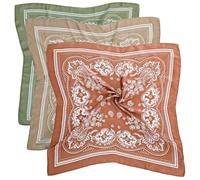 Abeillo 3 sciarpe per capelli in seta, 60 cm, in raso, quadrate, bandane per capelli da donna, Marrone, cachi, verde chiaro, 27.5 Inches