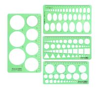 Abeillo 4 pezzi grande righello rotondo per stencil circolare,trasparente stencil geometrico,righello da disegno verde,in plastica,modello rotondo,strumento di misurazione per ufficio,scuola,edifici