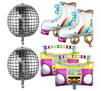 Abeillo 6 Pezzi Arcobaleno Roller Skate Disco Balloons Palloncini in Foil 70s 80s 90s Retro Balloon per Disco Dance Party Hip Hop Tema Festa di Compleanno Carnevale (22 pollici)
