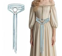 Abeillo Cintura lunga in corda medievale vichinga troll da donna, cintura a croce Ren Faire, cintura in corda da strega, accessori medievali da donna, Blu, L