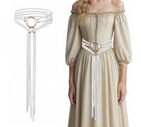Abeillo Cintura lunga in corda medievale vichinga troll da donna, cintura a croce Ren Faire, cintura in corda da strega, accessori medievali da donna, bianco, L