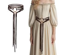 Abeillo Cintura lunga in corda medievale vichinga troll da donna, cintura a croce Ren Faire, cintura in corda da strega, accessori medievali da donna, marrone, L