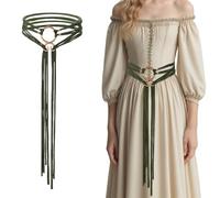 Abeillo Cintura lunga in corda medievale vichinga troll da donna, cintura a croce Ren Faire, cintura in corda da strega, accessori medievali da donna, verde, L