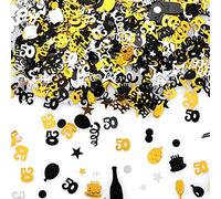 Abeillo Coriandoli Compleanno 50 Anni, Happy Birthday Decorazioni Compleanno Confetti Neri e Oro Per Compleanni, Feste, Decorazioni da Tavola