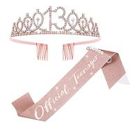 Abeillo Coroncina Compleanno, Corona Ragazza, It's My Birthday' Sash con Cristallo Strass Corona, Fascia Compleanno per Feste di Compleanno, Set di Decorazione per Compleanno (13th)