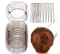 Abeillo Retine per capelli per chignon, retina per capelli da balletto, 20 pezzi da 50 cm e 40 forcine per capelli a forma di U, set per donne, ragazze, ballerine, infermiere (caffè)