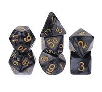 Abeillo Set di 7 Dadi DND per Dungeon and Dragons, Dadi Poliedrici Nebulosa Viola RPG Giochi di Ruolo Giochi da Tavolo D&D D20 D12 D10 D8 D6 D4 (Nero) (Abeillo-542314_2)