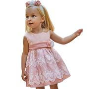 Abel & Lula Vestito Organza Bordato per Bimba Rosa 24 Mesi (92cm)