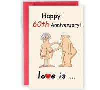 Abeletree Divertente biglietto di auguri per 60° anniversario di matrimonio, per uomini e donne, per 60 anni, decorazioni per coppia, marito, moglie
