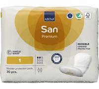 Abena San Premium Mens & Womens Incontinence Pads, Breathable & Comfortable, Fast Absorption, Discreet & Effective Shaped Incontinence Pads for Men/Women - Premium 1, 200ml Absorbency, 30PK