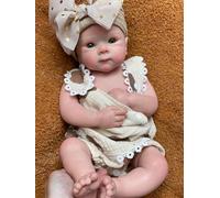 Abenduot 18 Pollici bocca aperta Bettie Baby Girl Bambole in Silicone realistiche e anatomicamente corrette Bambole Neonato Tubi Corpo Pieno in Silicone