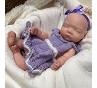 Abenduot Bambole Reborn in silicone 28 cm in silicone pieno e solido Bambole neonate realistiche Bambole neonate flessibili in posa Bambole neonate di vita reale Ragazza