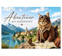 Abenteuer AUF SAMTPFOTEN (Tischkalender 2027 DIN A5 quer), CALVENDO Monatskalender: Eine Katze auf großer Entdeckungsreise