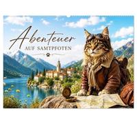 Abenteuer AUF SAMTPFOTEN (Wandkalender 2027 DIN A2 quer), CALVENDO Monatskalender: Eine Katze auf großer Entdeckungsreise