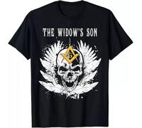 AbER34e Limited Freemason The Widow's Son Wings Skull Masonic Compass Square T-Shirt