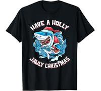 AbER34e Limited Great White Shark Have A Holly Jawly Christmas Santa Funny T-Shirt