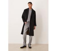 Abercrombie & Fitch - Cappotto lungo in misto lana nero L