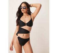 Abercrombie & Fitch - Costume da bagno nero con cut-out e anello S