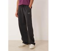 Abercrombie & Fitch - Essential - Joggers larghi neri con grafica e orlo aperto-Nero W33-W34