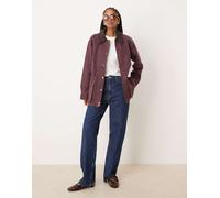 Abercrombie & Fitch - Giacca cerata a media lunghezza color bordeaux con colletto a contrasto-Rosso L