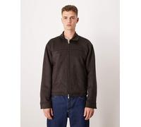 Abercrombie & Fitch - Giacca corta leggera in camoscio sintetico marrone con zip XS