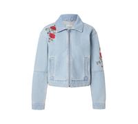 Abercrombie & Fitch - Giacca di jeans lavaggio blu chiaro con fiori ricamati L