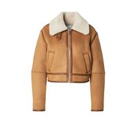 Abercrombie & Fitch - Cappotto taglio corto marrone in camoscio sintetico e montone S