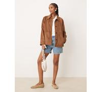 Abercrombie & Fitch - Giacca in camoscio sintetico marrone chiaro L