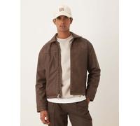 Abercrombie & Fitch - Giacca in pelle sintetica marrone-Verde S