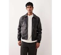 Abercrombie & Fitch - Giubbotto stile aviatore corto in pelle sintetica marrone scuro XS