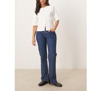 Abercrombie & Fitch - Jeans a zampa lavaggio blu scuro a vita medio alta stile anni '90 con spacco sull'orlo W30