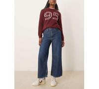Abercrombie & Fitch - Jeans alla caviglia a vita alta con fondo ampio blu W27 L29