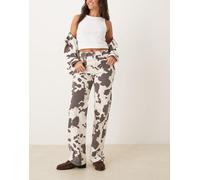 Abercrombie & Fitch - Jeans comodi a vita medio alta con stampa pezzata anni 90-Multicolore W30