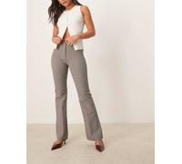 Abercrombie & Fitch - Pantaloni bootcut a vita alta beige con micro motivo pied de poule-Neutro W30