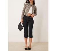Abercrombie & Fitch - Pantaloni capri sartoriali neri a vita bassa-Nero W25