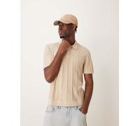 Abercrombie & Fitch - Polo in maglia color crema a righe tono su tono-Neutro S