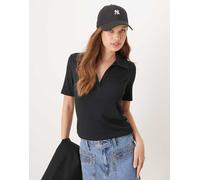 Abercrombie & Fitch - Polo nera con colletto e scollo a V-Nero S