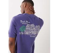 Abercrombie & Fitch - T-shirt blu navy con grafica "Hotel" sul retro L