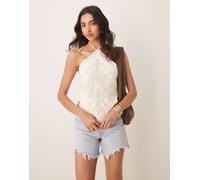 Abercrombie & Fitch - Top allacciato al collo bianco con schiena scoperta e fondo a punta 2XS