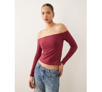 Abercrombie & Fitch - Top bordeaux con reggiseno integrato, spalle scoperte e senza cuciture-Rosso M