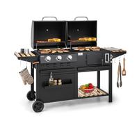 Aberdeen - Griglia combinata a gas e carbonella, smoker, termometro, 2 tavolini laterali, mobile
