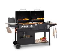 Aberdeen - Griglia combinata a gas e carbonella, smoker, termometro, 2 tavolini laterali, mobile